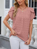 Jacquard Round Neck Short Sleeved Solid Color Chiffon Shirt