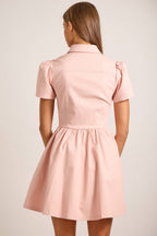 Button-Up Mini Denim Dress Featuring Gold Accent Buttons - Little Jill & Co.