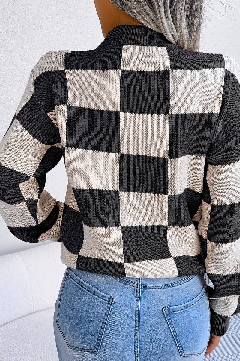 WOMEN PATCHWORK PATTERN LOOSE FIT KNITTED - Little Jill & Co.