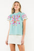 Flutter Sleeve Embroidered Detail Textured Top