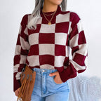 WOMEN PATCHWORK PATTERN LOOSE FIT KNITTED - Little Jill & Co.