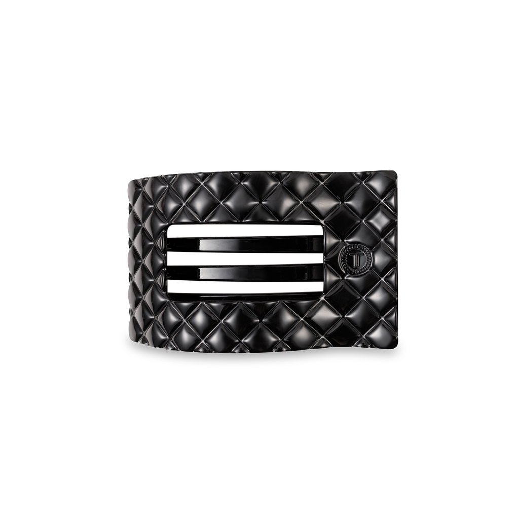 Flat Rectangle Hair Clip | Small | Jet Black Quilted