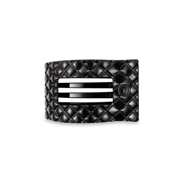 Flat Rectangle Hair Clip | Small | Jet Black Quilted
