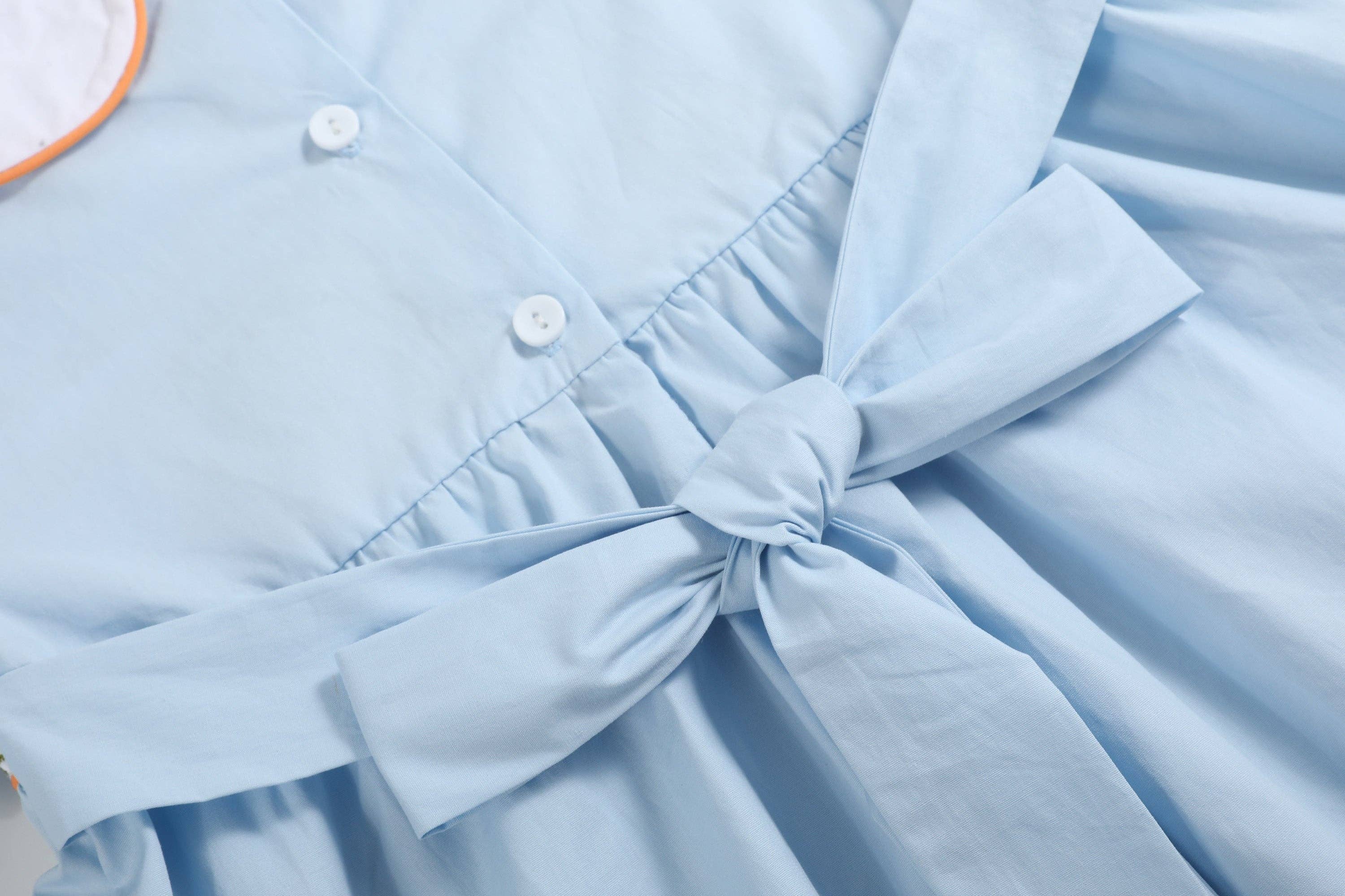 Light Blue Pumpkin Vine Smocked Dress