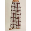 Coastal Breeze Earthy Aesthetic Seashell Print Wide-Leg Pant