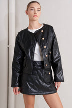 A quilted faux leather skort - FP1805