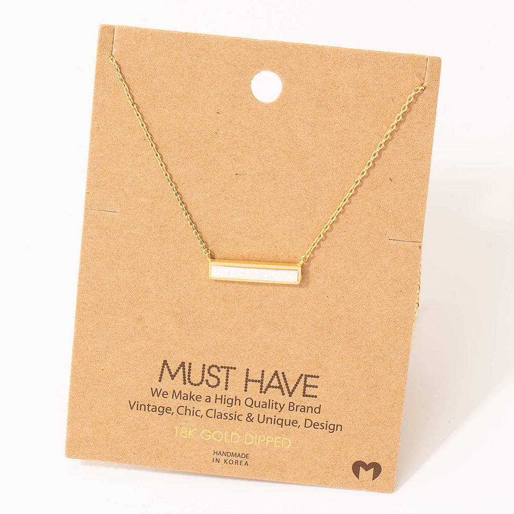 Opal Stone Bar Pendant Necklace