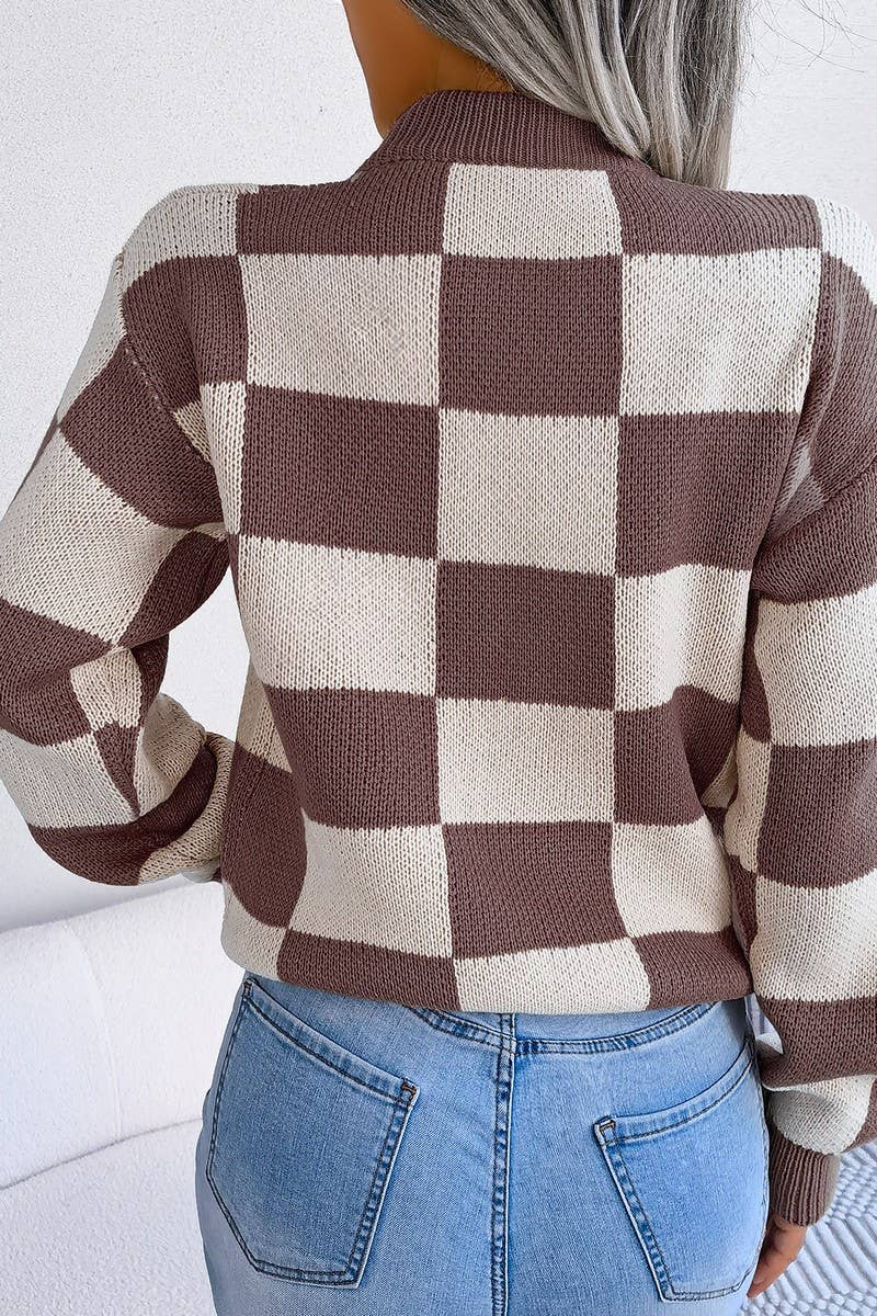 WOMEN PATCHWORK PATTERN LOOSE FIT KNITTED - Little Jill & Co.