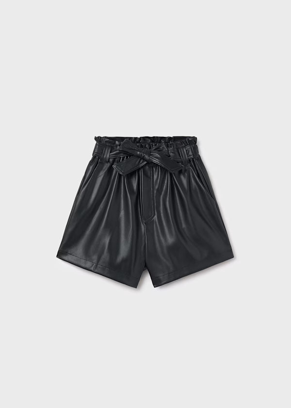 Black Faux Leather Shorts