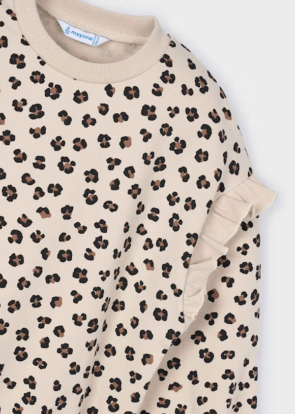 Ruffle Sleeve Leopard Pullover - Little Jill & Co.