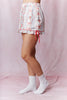 Printed Sleeve Ruffle with Tie Detail Satin Pajama Set
