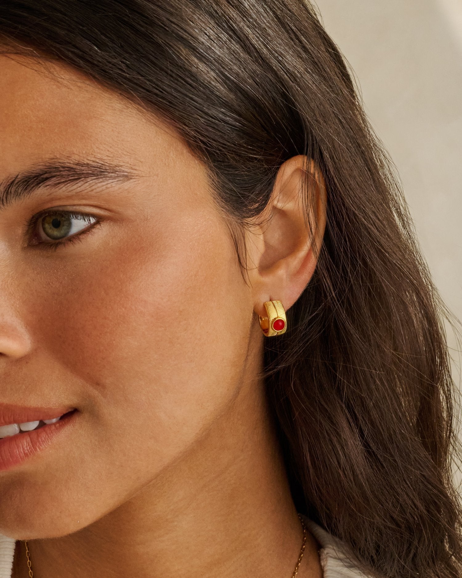 Birthstone Hoop Earrings January