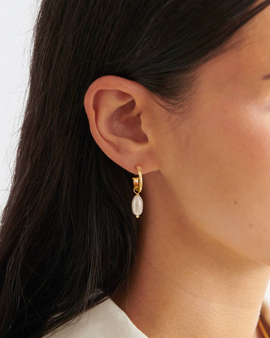 Pearl Lustre Hoop Earrings