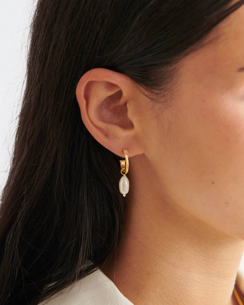 Pearl Lustre Hoop Earrings