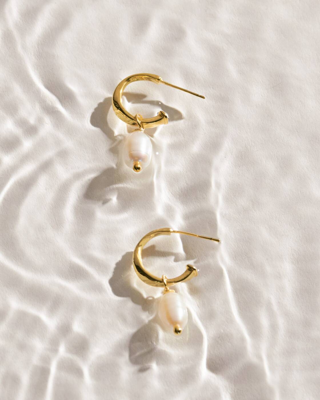Pearl Lustre Hoop Earrings