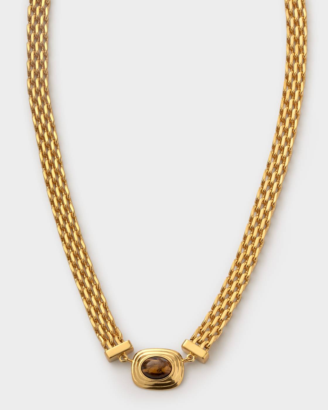 Tiger's Eye Button Necklace
