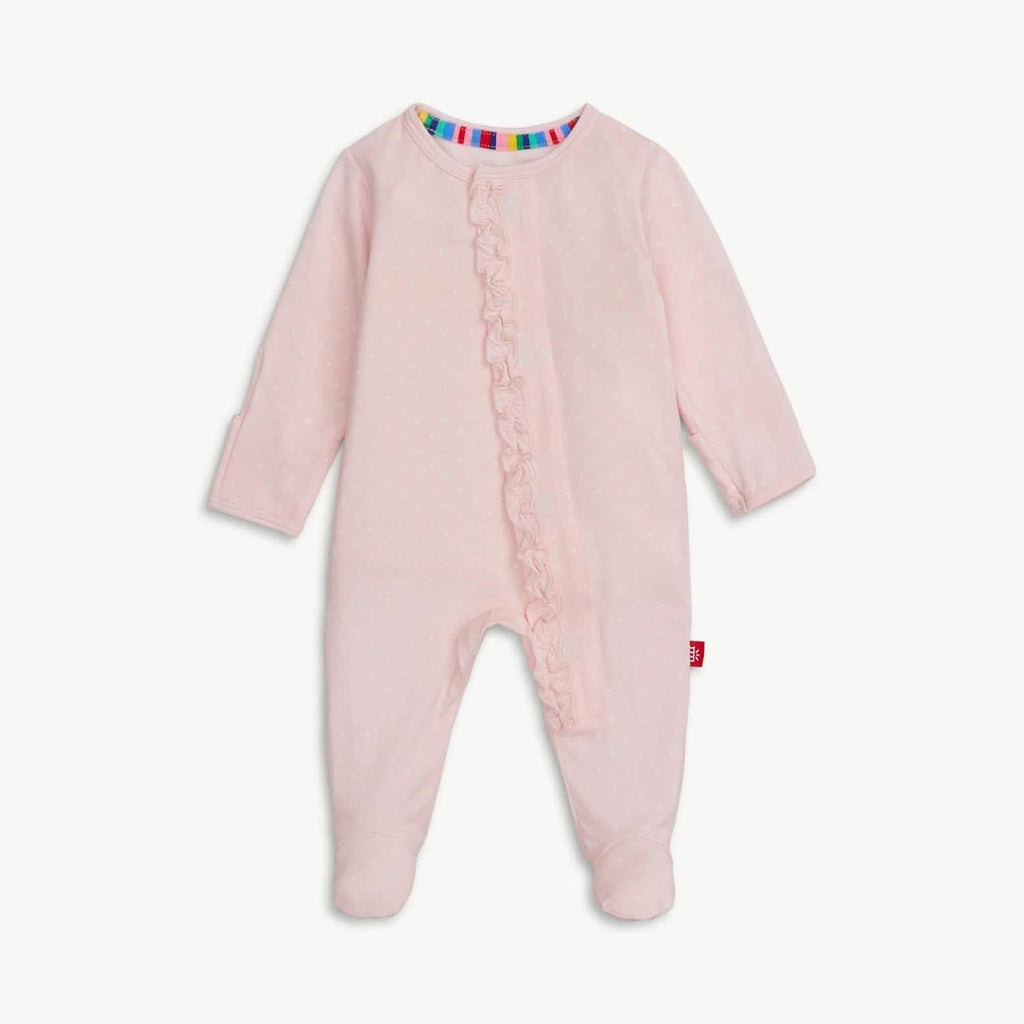Magnetic Pink Dot Footie with Ruffle