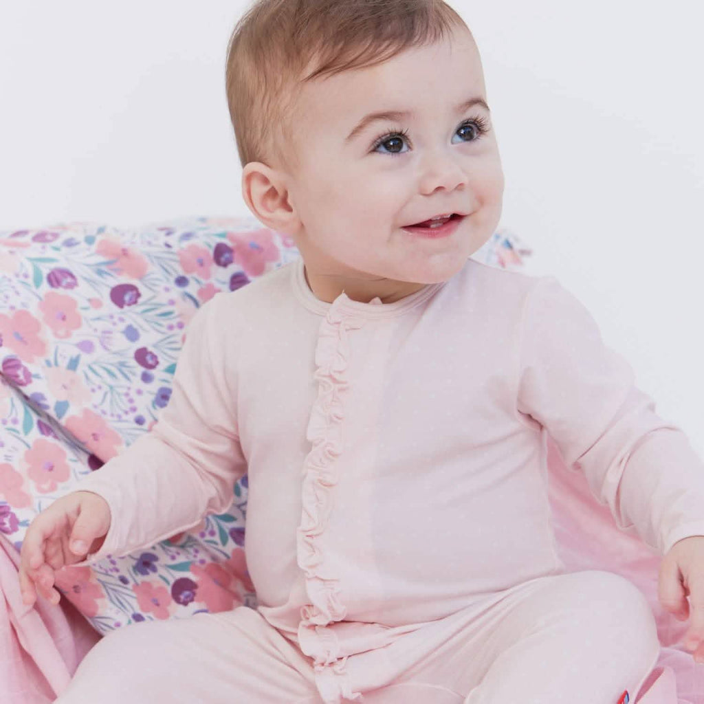 Magnetic Pink Dot Footie with Ruffle