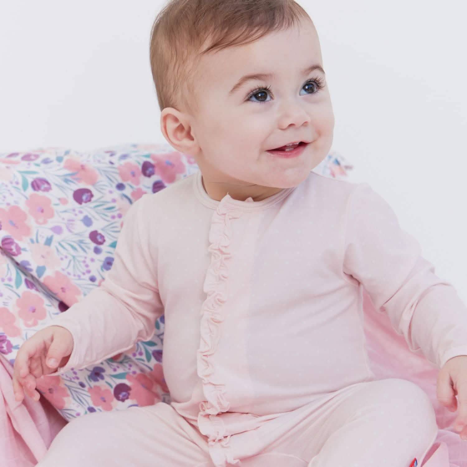 Magnetic Pink Dot Footie with Ruffle