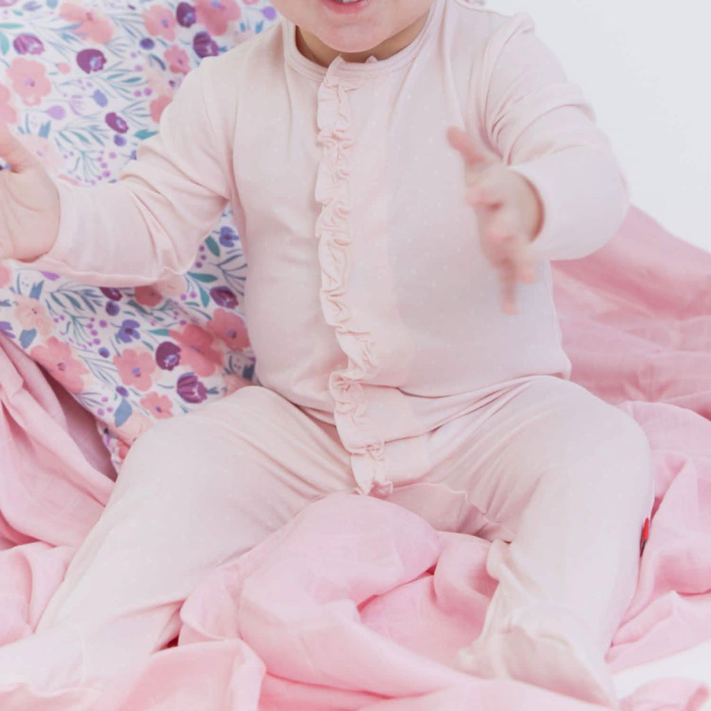 Magnetic Pink Dot Footie with Ruffle