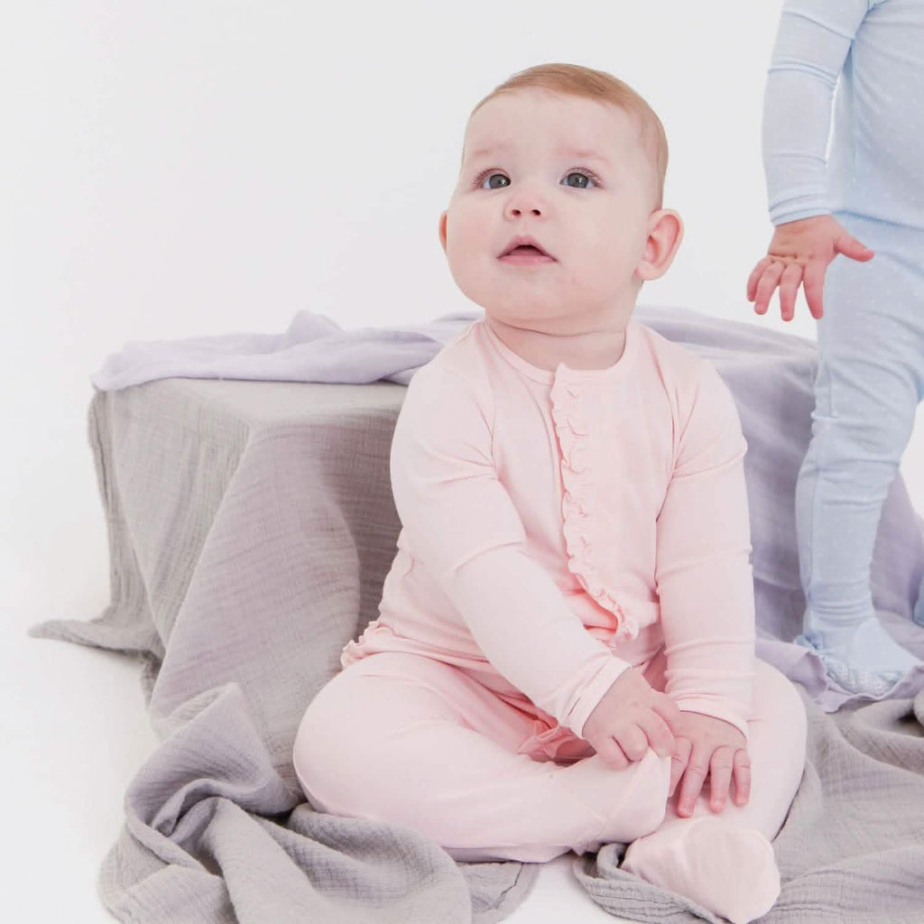 Magnetic Pink Dot Footie with Ruffle