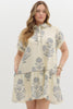 Floral print roll-up band short sleeve