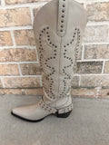 Studded Western Boots - Off White