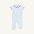 Benny Button Romper- Beale Street Blue Stripe