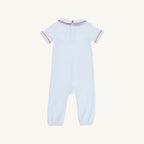 Benny Button Romper- Beale Street Blue Stripe