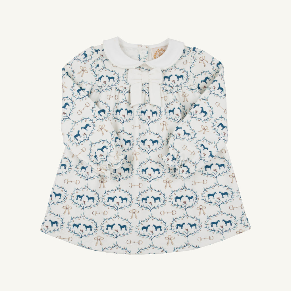 Horse Bits and Bows/Worth Ave White LS Banks Bow Dress
