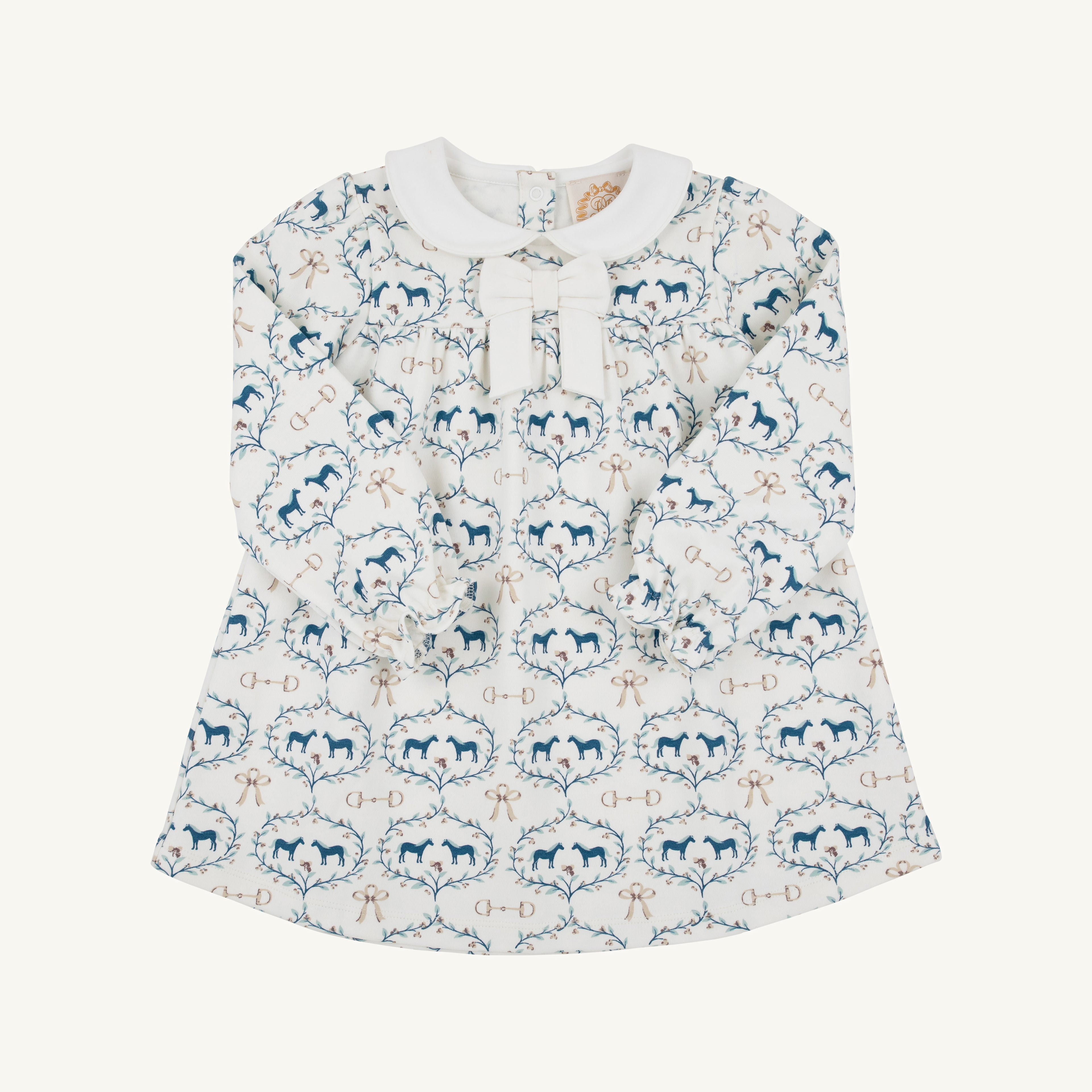 Horse Bits and Bows/Worth Ave White LS Banks Bow Dress