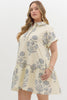 Floral print roll-up band short sleeve