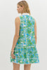 Floral print sleeveless mini dress Green Aqua