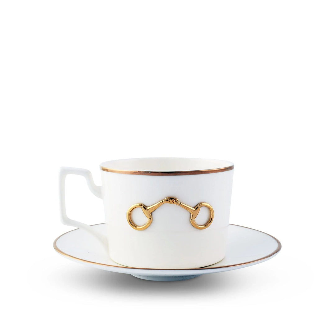 Gold Bit Bone China Cup and Saucer Gold Rim - Little Jill & Co.