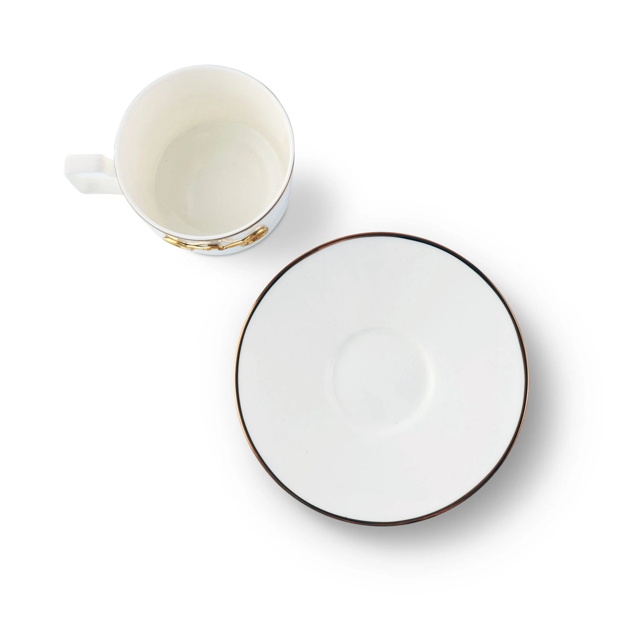Gold Bit Bone China Cup and Saucer Gold Rim - Little Jill & Co.