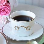 Gold Bit Bone China Cup and Saucer Gold Rim - Little Jill & Co.