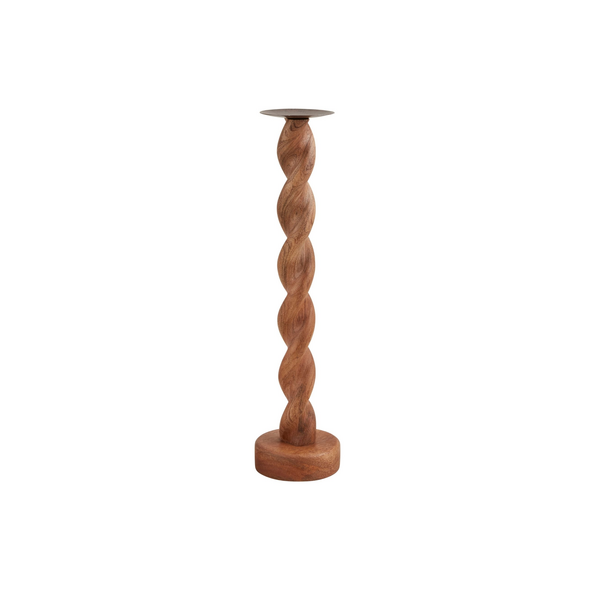 Medium Twisted Wood Candlestick - Little Jill & Co.