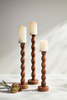 Small Twisted Wood Candlestick