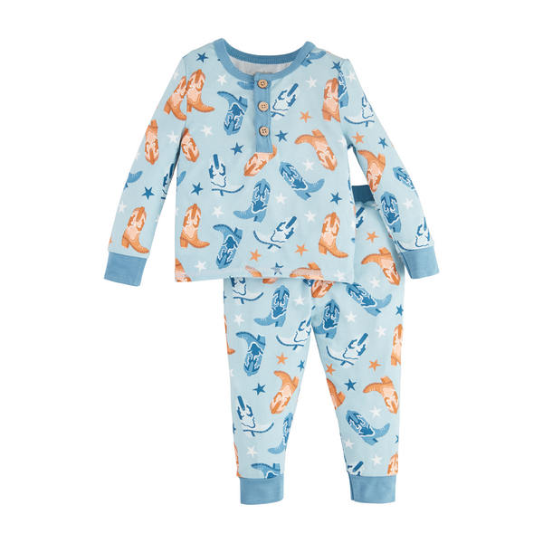 Blue Cowboy Boots Toddler PJs